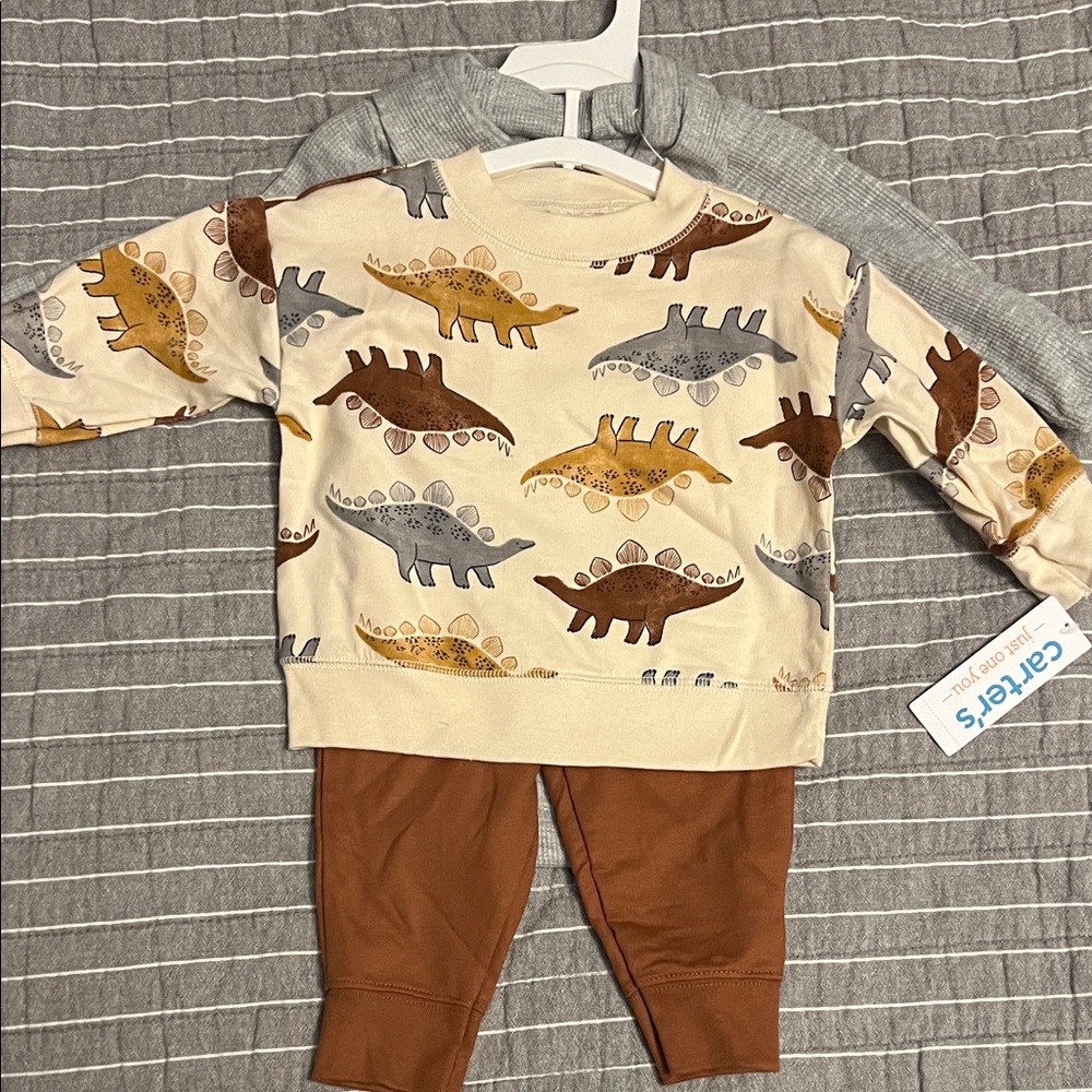 Carter's Dinosaur Print Top with Rust Pants